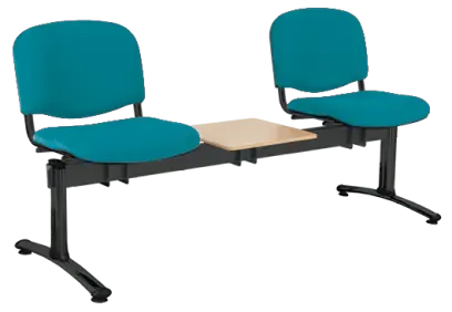 CL - 23 + D, čalouněná lavice do čekárny, 2-sedák, stolek,  koženka AN - 078 tyrkysová, kostra černá